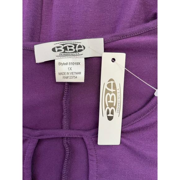 BBA Midi Keyhole Shirt Dress in Purple Plus Size 1X - Picture 8 of 9